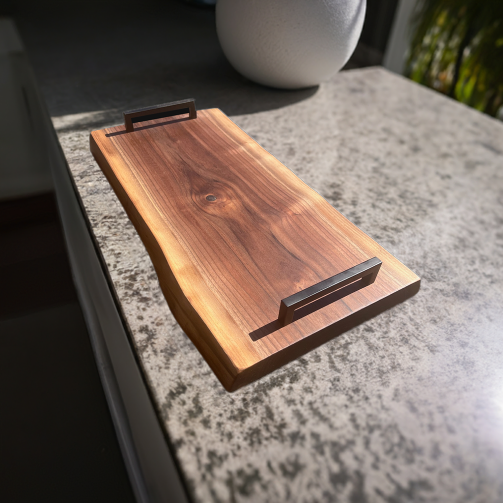 Custom Serving Tray With Handles - Walnut