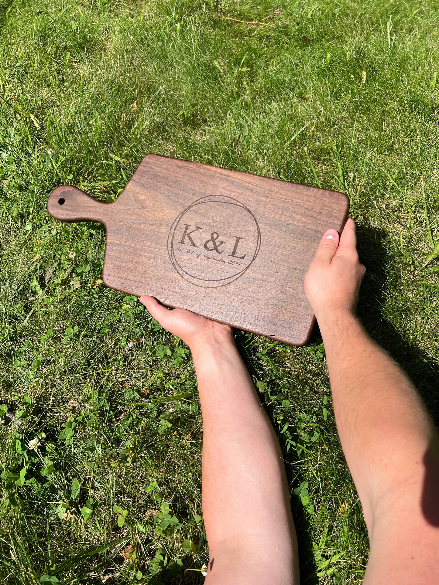 Custom Center Handle Charcuterie / Cutting Board - Walnut