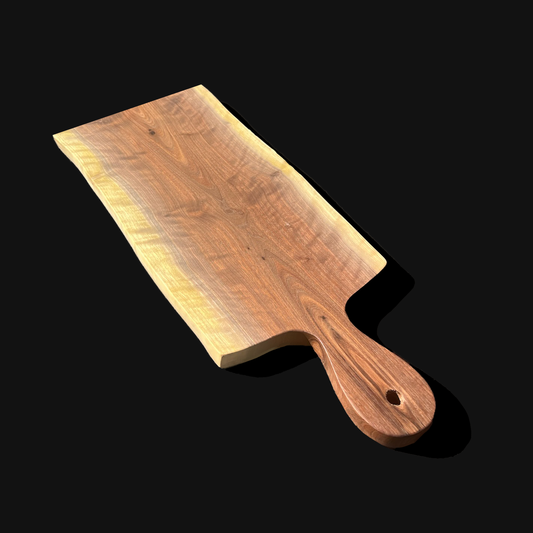 Custom Live Edge Center Handle Charcuterie / Cutting Board - Walnut